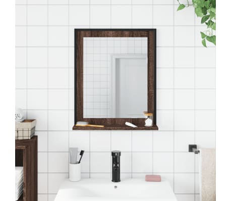 vidaXL Ba&eth;spegill me&eth; Hillu Br&uacute;n Eik 50x15x60 cm Samsettur Vi&eth;ur