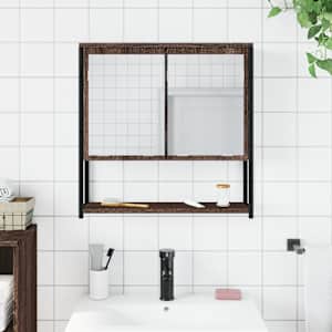 Koupelnová skříňka se zrcadlem hnědý dub 60x16x60 cm kompozit - obrázek 3