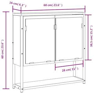 Koupelnová skříňka se zrcadlem hnědý dub 60x16x60 cm kompozit - obrázek 12