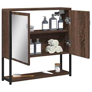 Koupelnová skříňka se zrcadlem hnědý dub 60x16x60 cm kompozit - obrázek 4