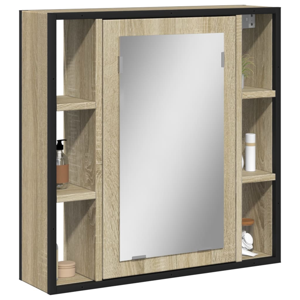 vidaXL Bad-Spiegelschrank Sonoma-Eiche 60x16x60 cm Holzwerkstoff