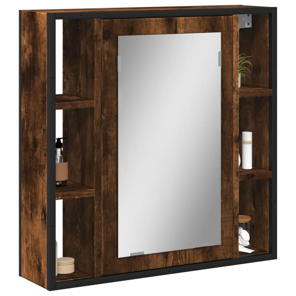 vidaXL Bad-Spiegelschrank Räuchereiche 60x16x60 cm Holzwerkstoff