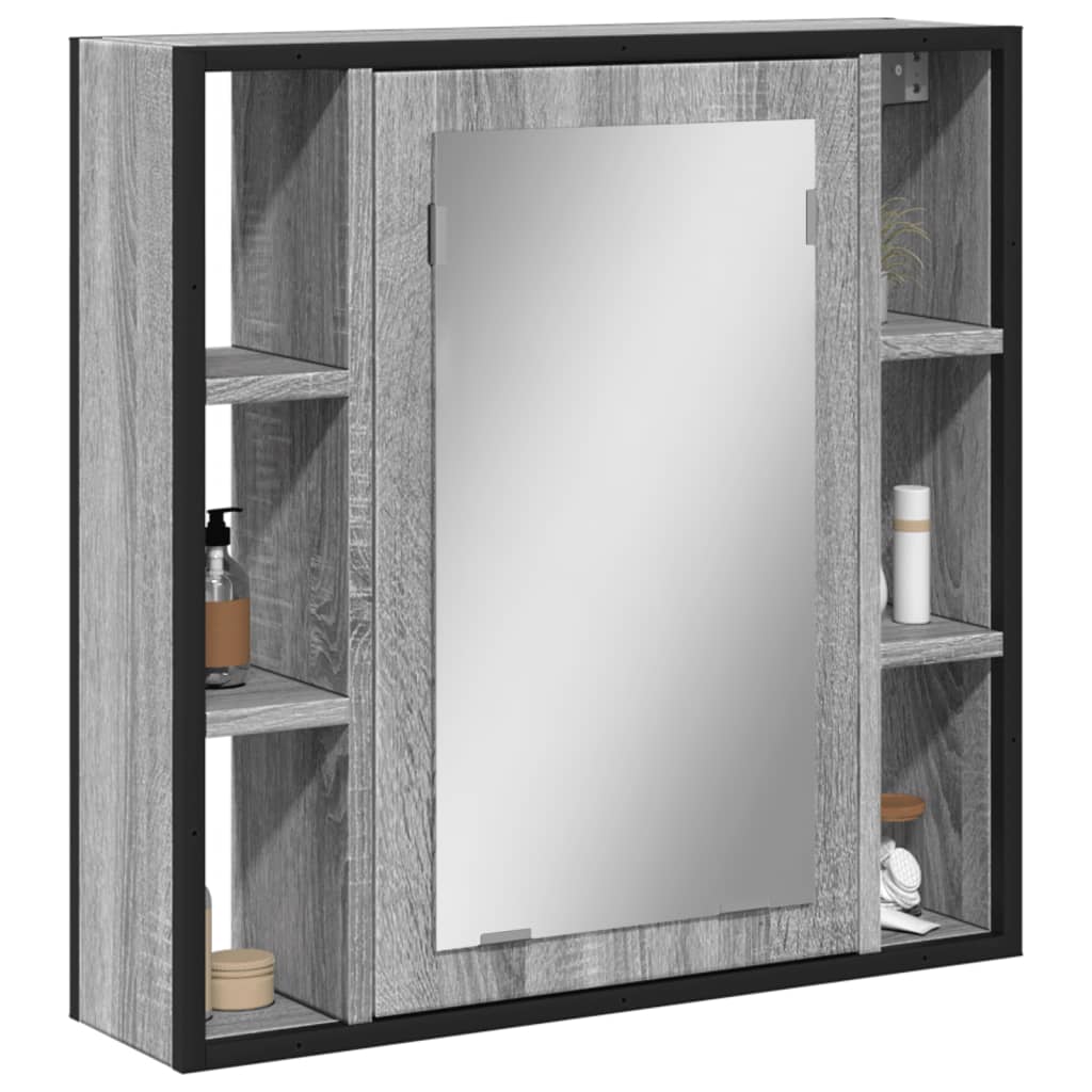 vidaXL Bad-Spiegelschrank Grau Sonoma 60x16x60 cm Holzwerkstoff