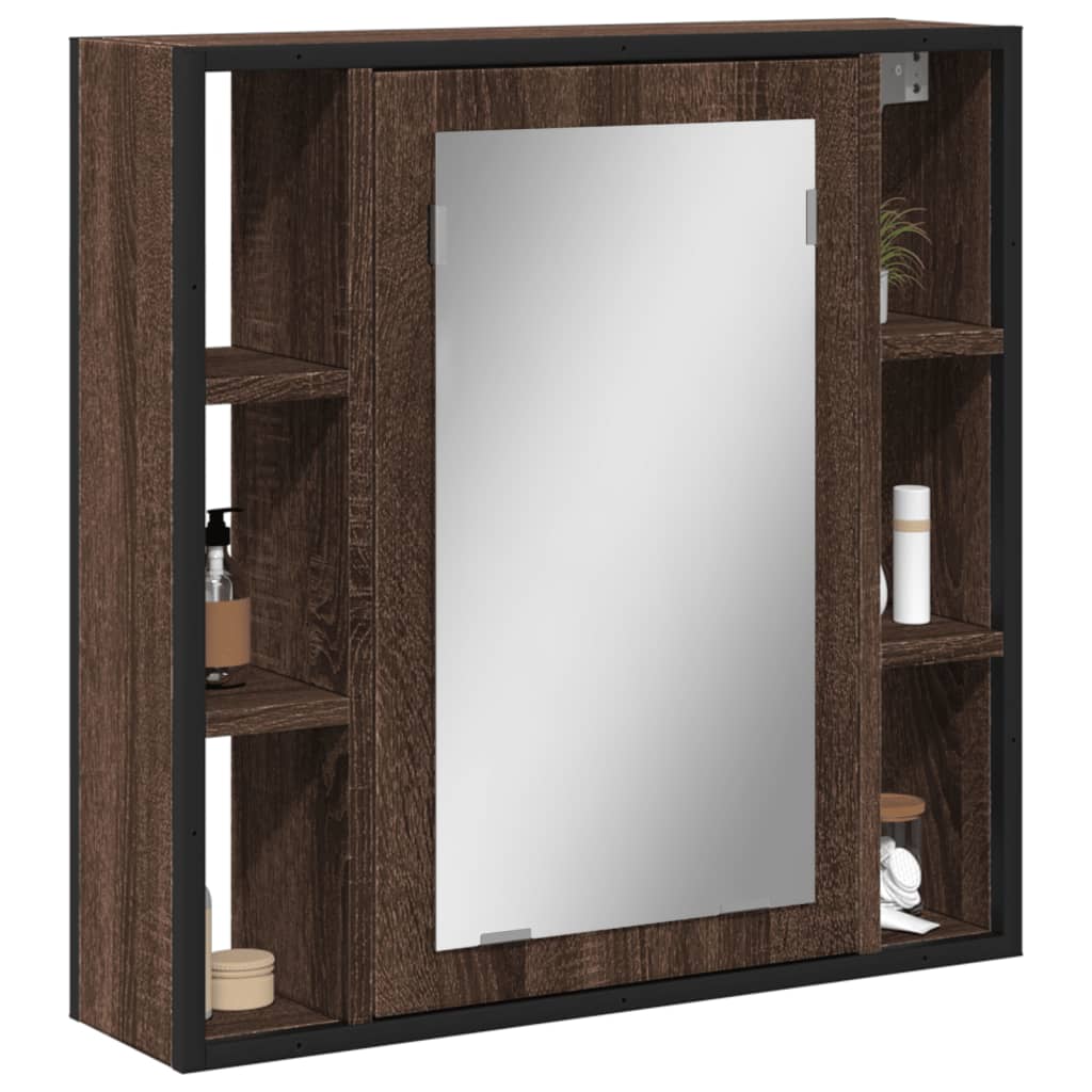 Bad-Spiegelschrank Braun Eiche-Optik 60x16x60cm Holzwerkstoff