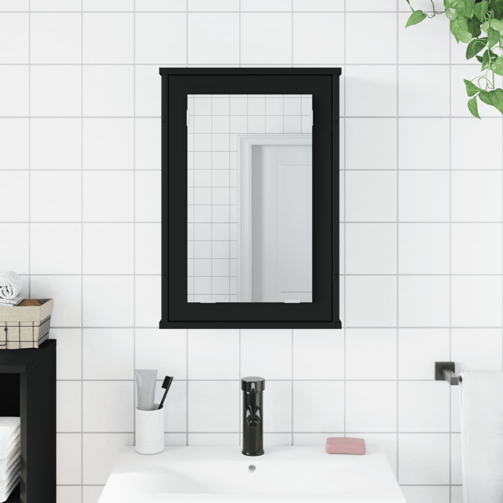 vidaXL Kylpyhuoneen peilikaappi musta 42x12x60 cm tekninen puu