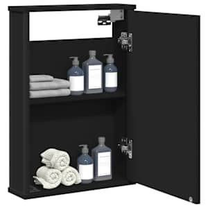 Koupelnová skříňka se zrcadlem černá 42 x 12 x 60 cm kompozit - obrázek 1
