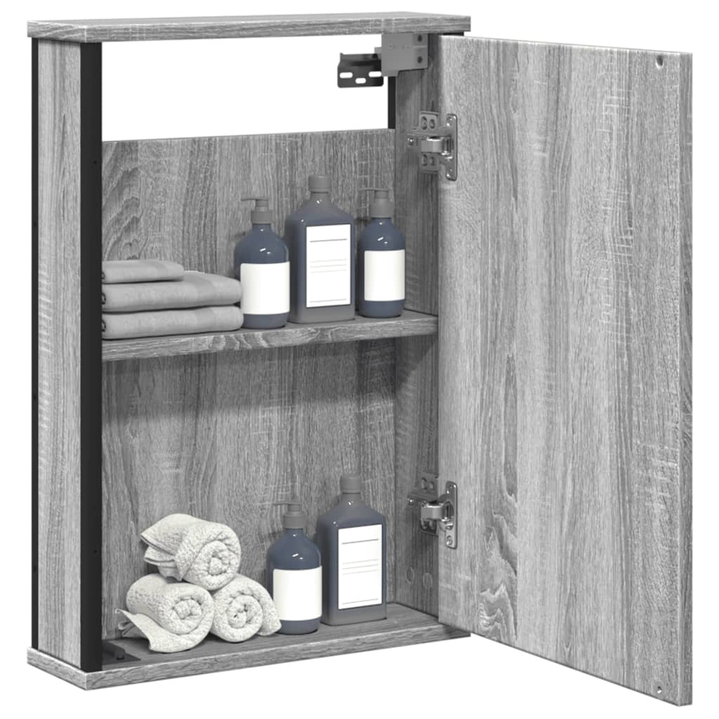 vidaXL Dulap baie cu oglindă gri sonoma 42x12x60 cm lemn compozit