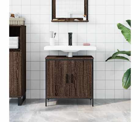 vidaXL Armoire lavabo de salle de bain ch&ecirc;ne marron 60x30x60 cm