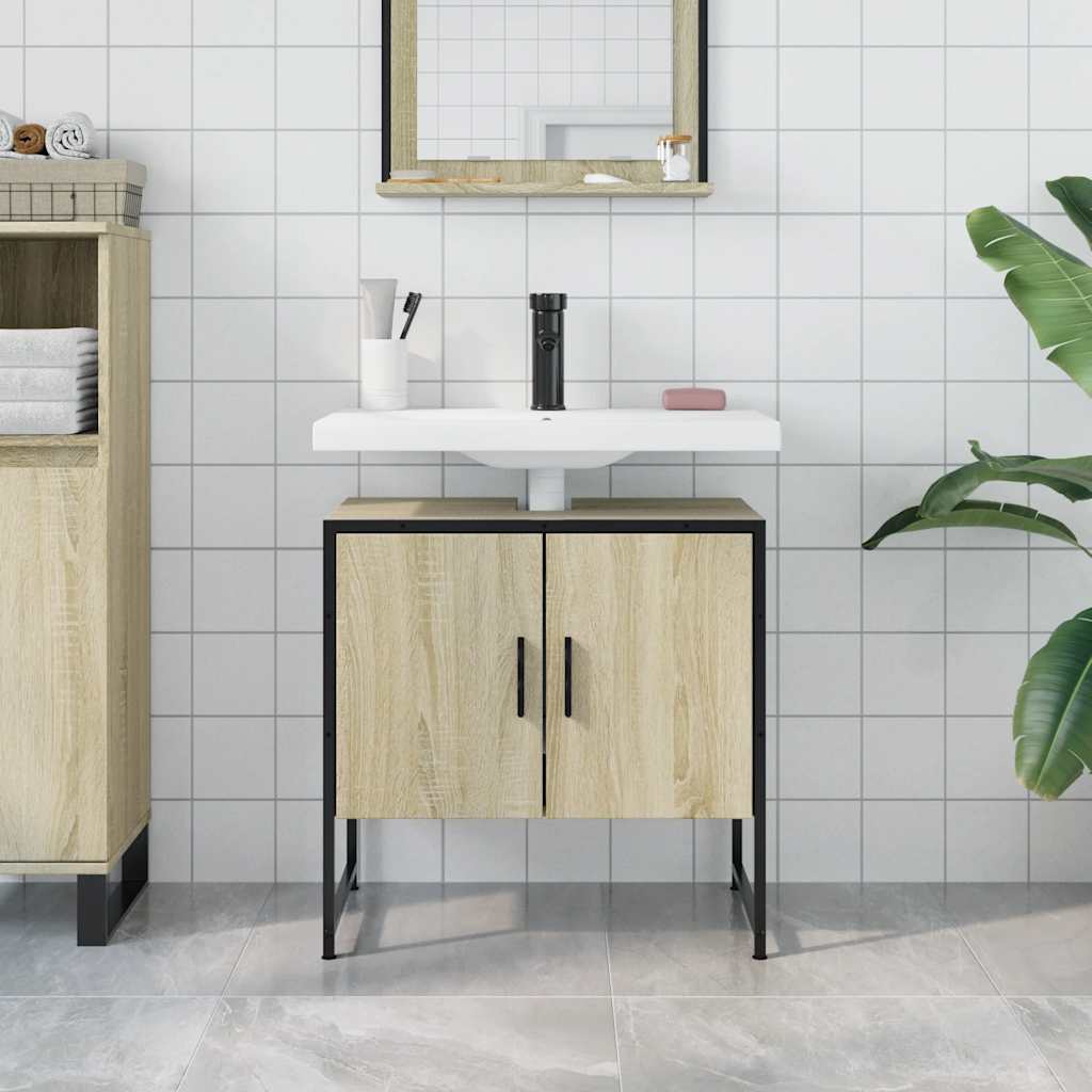 vidaXL Wastafelkast 60x33x60 cm bewerkt hout sonoma eikenkleurig afbeelding