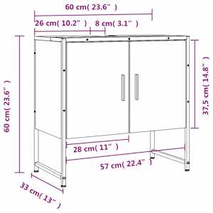 Koupelnová skříňka pod umyvadlo hnědý dub 60x33x60 cm kompozit - obrázek 12