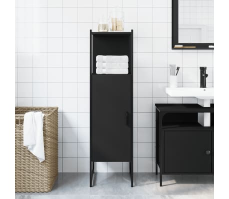 vidaXL Armoire de salle de bain noir 33x33x120,5 cm bois d'ing&eacute;nierie