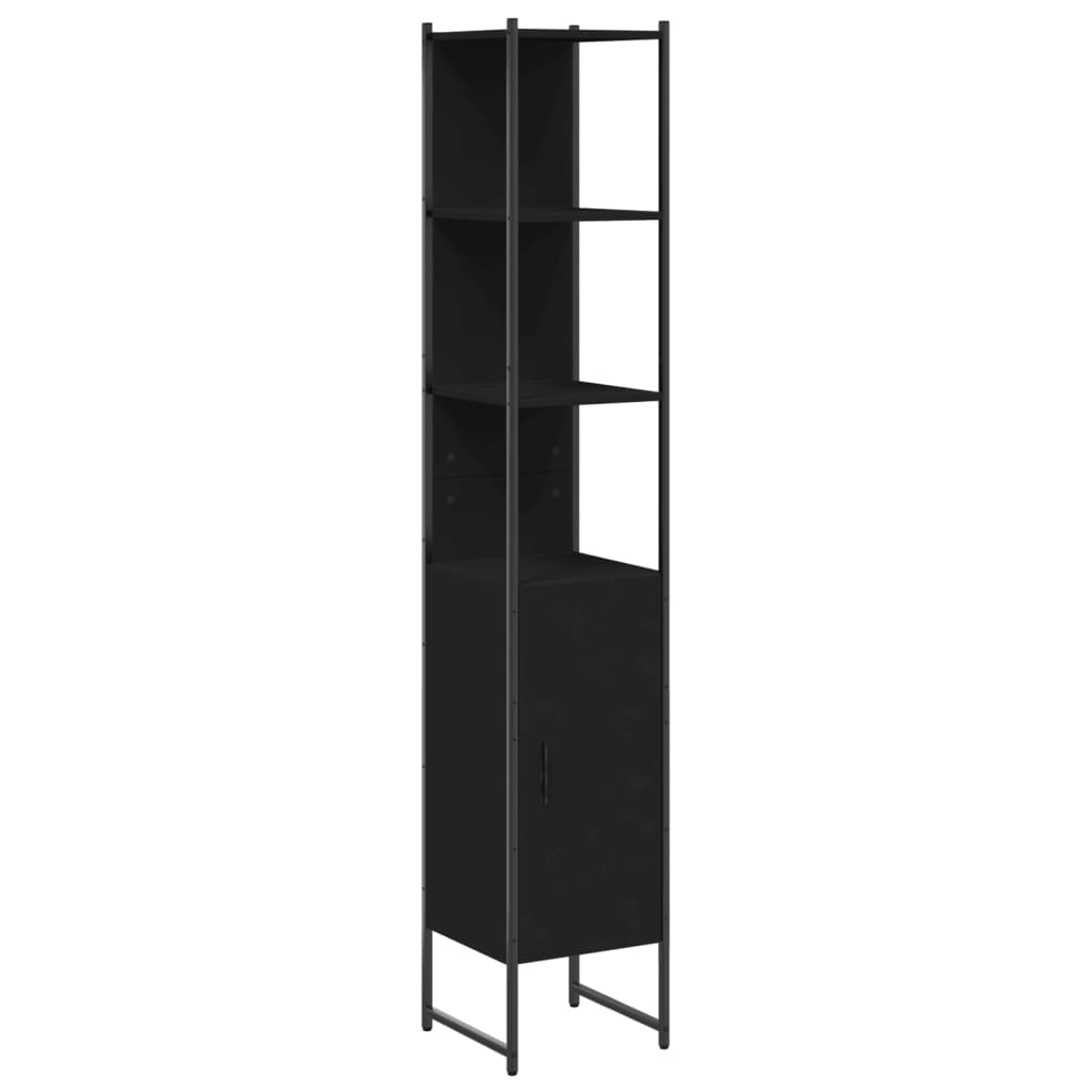 Image of vidaXL Bathroom Cabinet Black 33x33x185.5 cm Engineered Wood