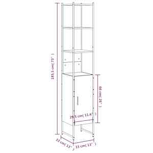 Koupelnová skříňka šedá sonoma 33x33x185,5 cm kompozitní dřevo - obrázek 12
