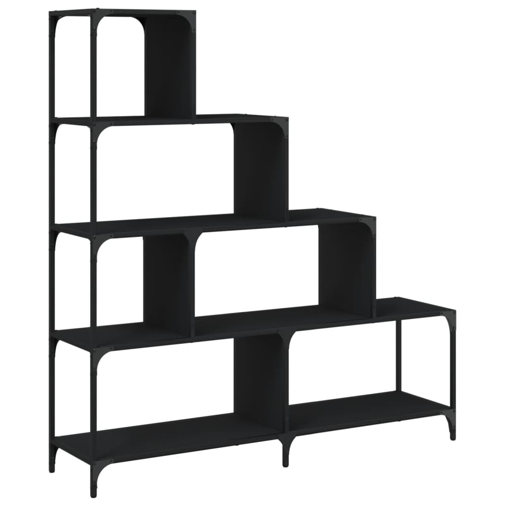 Image of vidaXL Bookcase 4-Stair Black 139x33.5x149 cm Engineered Wood