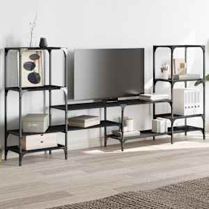 TV skříňka černá 206,5 x 28,5 x 95 cm kompozitní dřevo - obrázek 3