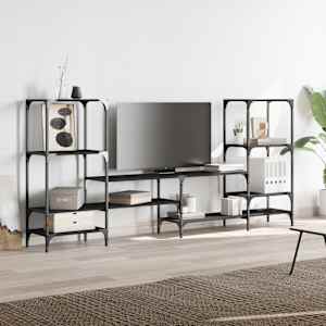 TV skříňka černá 206,5 x 28,5 x 95 cm kompozitní dřevo - obrázek 4