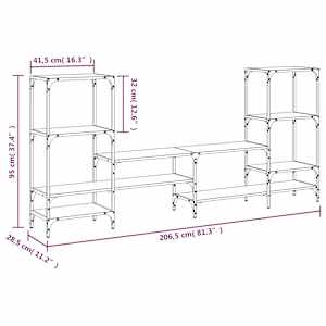 TV skříňka šedá sonoma 206,5 x 28,5 x 95 cm kompozitní dřevo - obrázek 10
