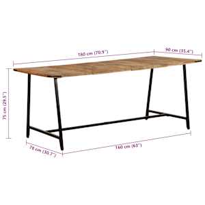 Jídelní stůl 180 x 90 x 75 cm masivní mangovníkové dřevo - obrázek 9