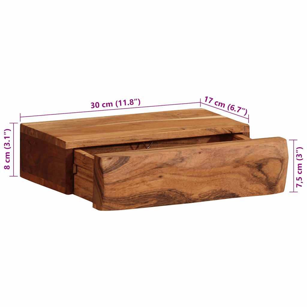 Wandschappen 2 st 30x17x8 cm massief acaciahout image 12