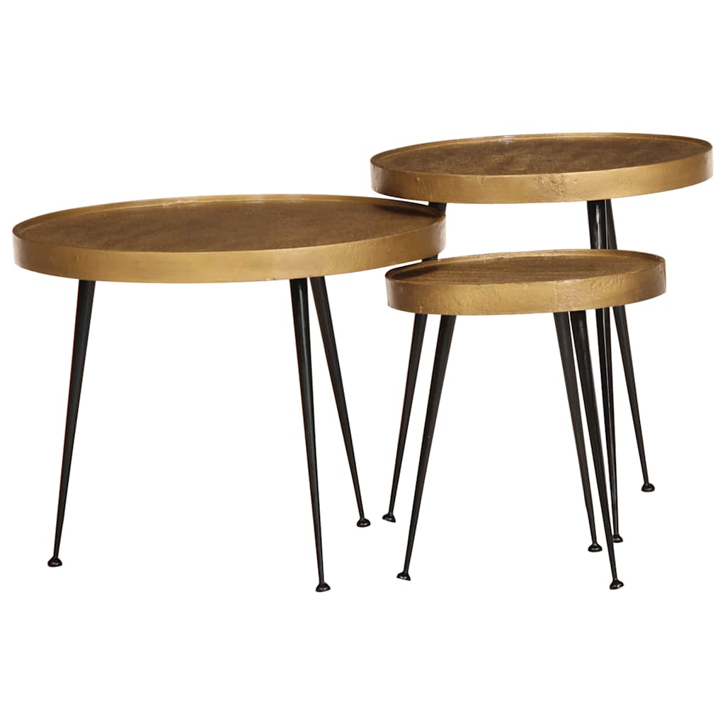 vidaXL Couchtisch 3 Stk. Golden Holzwerkstoff