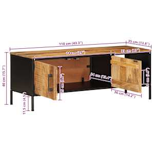 TV skříňka 110 x 35 x 40 cm masivní hrubé mangovníkové dřevo - obrázek 13
