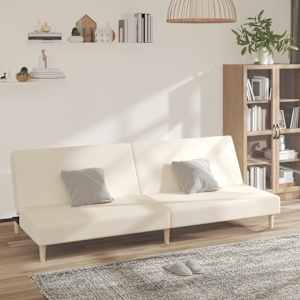 2místná rozkládací pohovka krémová textil - obrázek 1