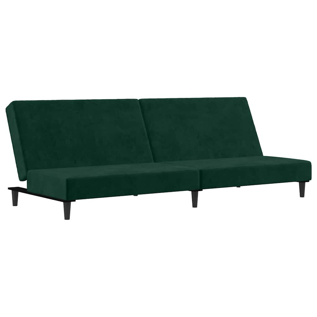 vidaXL Canapea extensibilă cu 2 locuri, verde închis, catifea