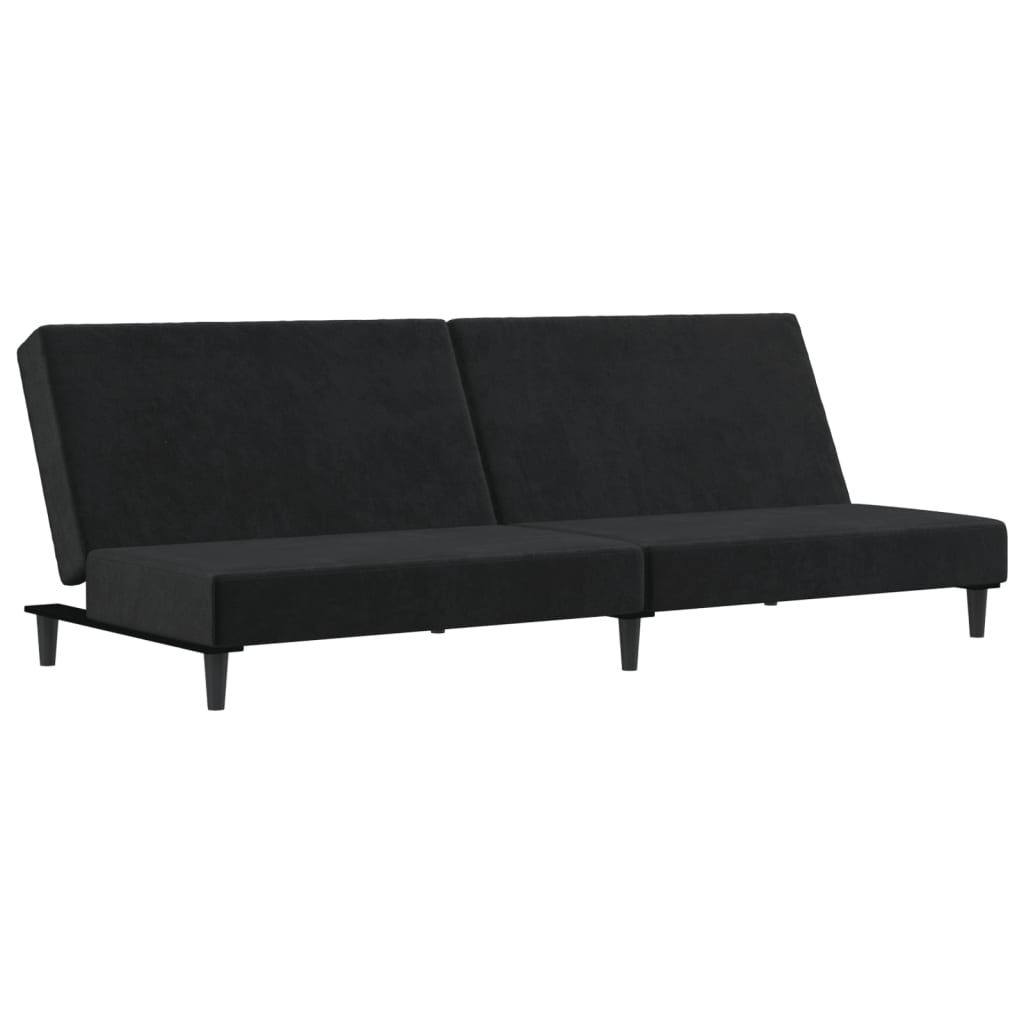 vidaXL Canapea extensibilă cu 2 locuri, negru, catifea