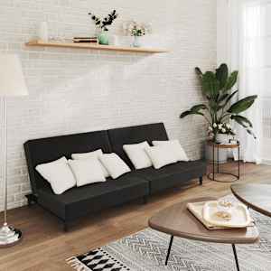 Kavč dvosed z ležiščem črn žamet