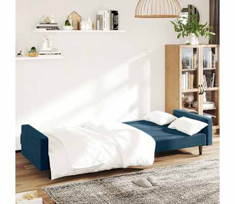 vidaXL Sof&aacute;-cama de 2 lugares veludo azul