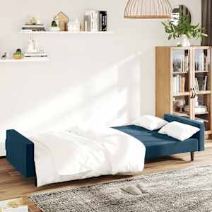 vidaXL Sof&aacute;-cama de 2 lugares veludo azul