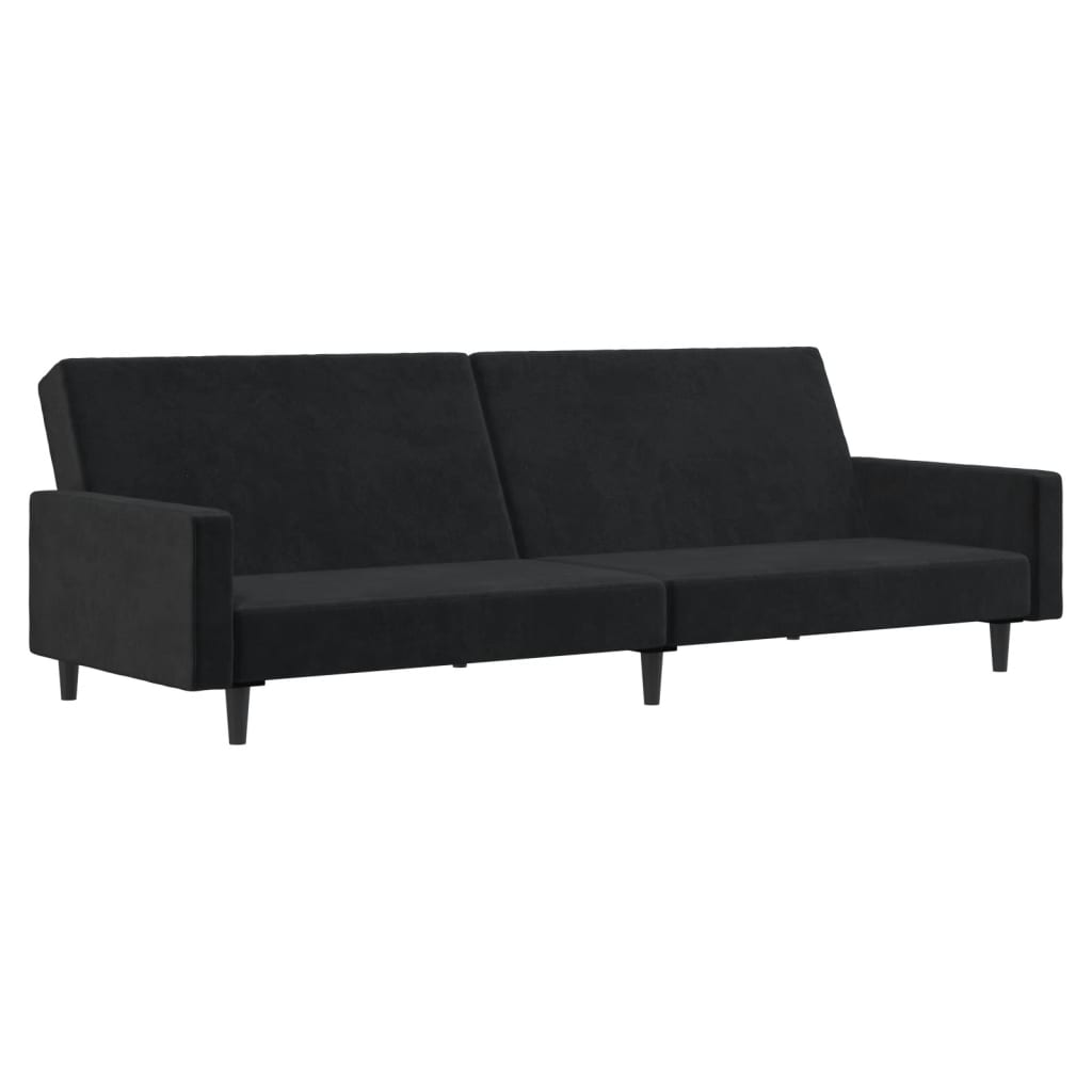 2-Seater Sofa Bed Black Velvet vidaXL vidaXL