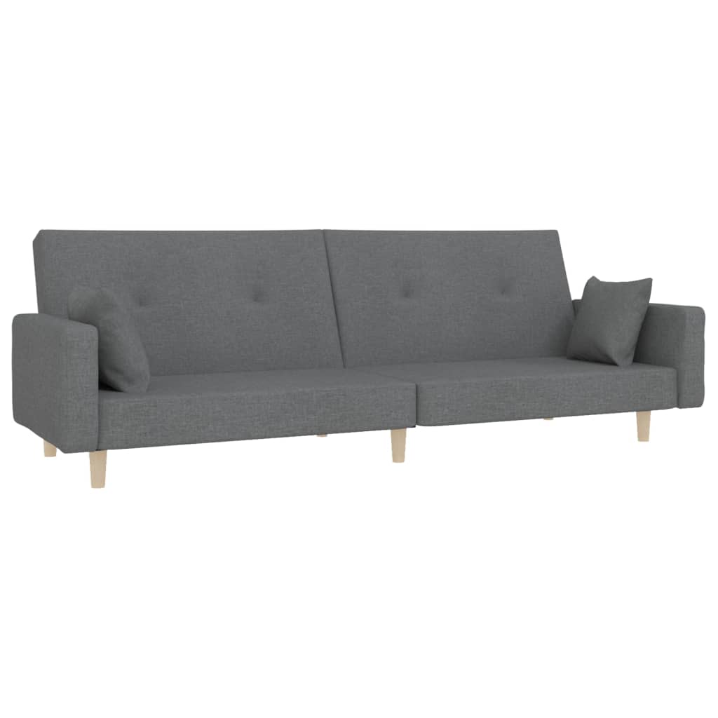 vidaXL Canapea extensibilă cu 2 locuri, 2 perne, gri deschis, textil