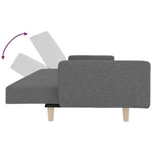 2místná rozkládací pohovka se 2 polštáři světle šedá textil - obrázek 7