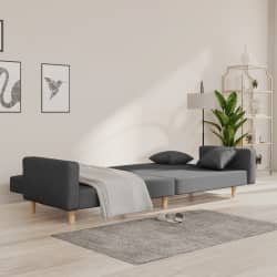 vidaXL Schlafsofa 2-Sitzer mit 2 Kissen Hellgrau Stoff