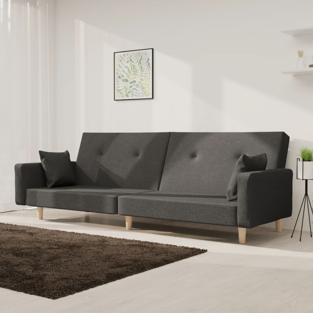 vidaXL 2-personers sovesofa med 2 puder stof mørkegrå