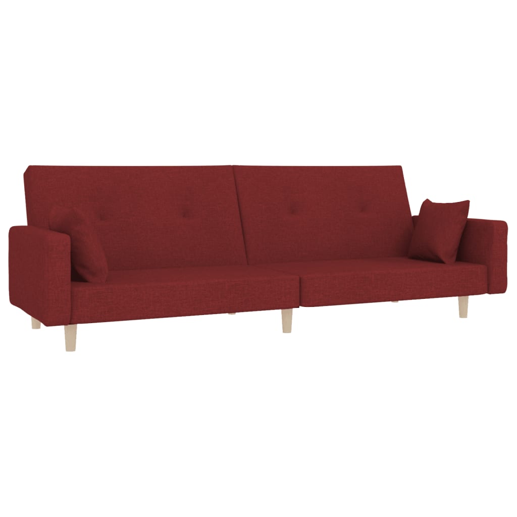 Thumbnail - vidaXL Schlafsofa 2-Sitzer mit 2 Kissen Weinrot Stoff