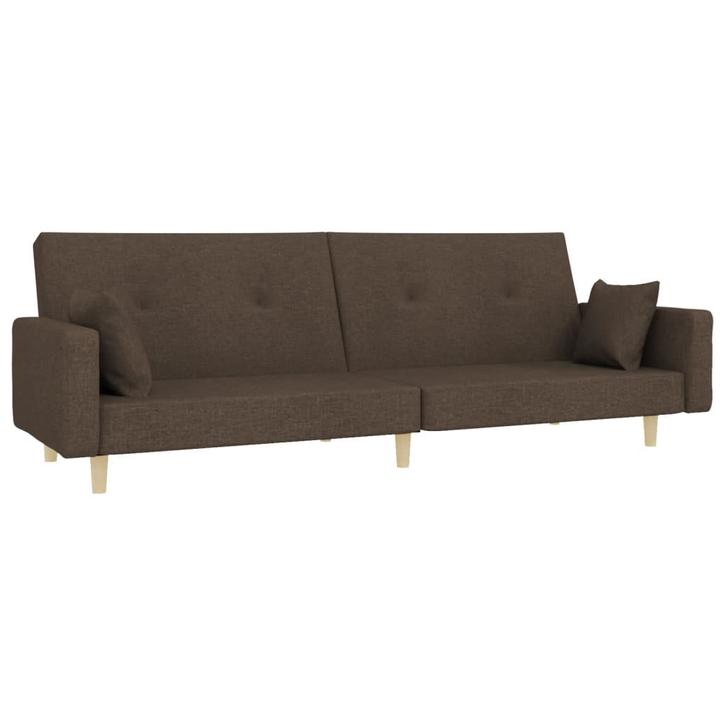 vidaXL 2místná rozkládací pohovka se 2 polštáři taupe textil