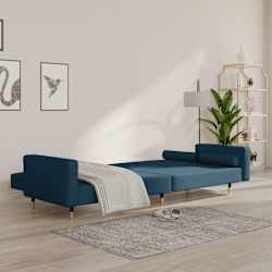 vidaXL Sof&aacute;-cama 2 lugares com duas almofadas veludo azul