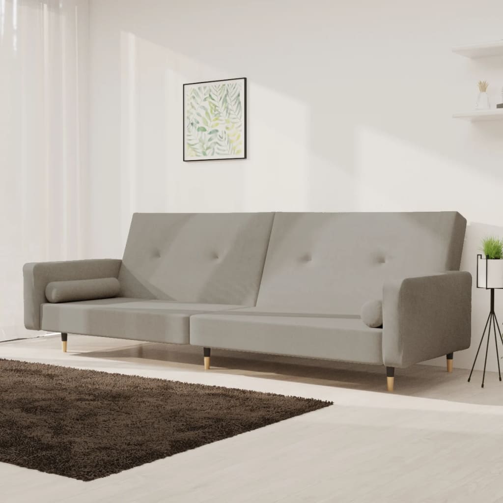 vidaXL 2-personers sovesofa med 2 puder velour lysegrå