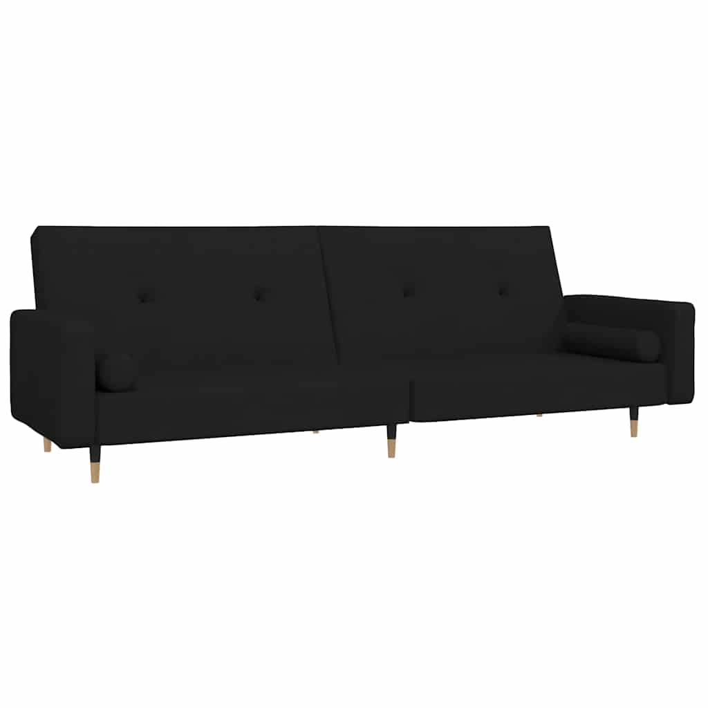 2-Seater Sofa Bed with Two Pillows Accent Loveseat Couch Black Velvet vidaXL