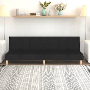 2místná rozkládací pohovka černá textil - obrázek 1