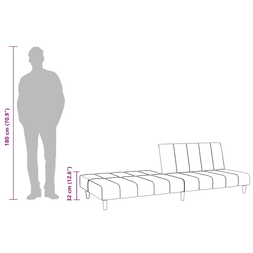 Sofá Cama de 2 Plazas Asiento Tapizado Mueble Salón Dormitorio Terciopelo vidaXL - Imagen 36 de 36