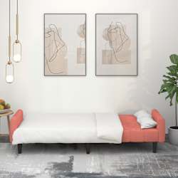 vidaXL Sof&aacute;-cama de 2 lugares veludo rosa