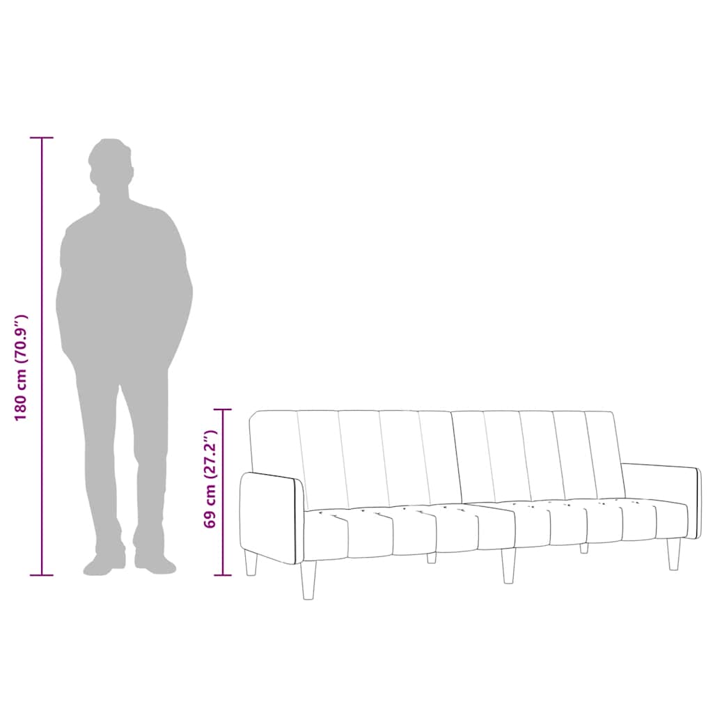 Sofá Cama de 2 Plazas Asiento Tapizado Mueble Salón Dormitorio Terciopelo vidaXL - Imagen 24 de 36