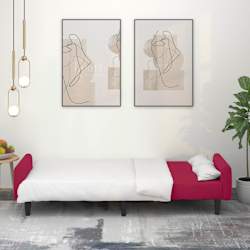 vidaXL Sof&aacute;-cama de 2 lugares veludo vermelho tinto