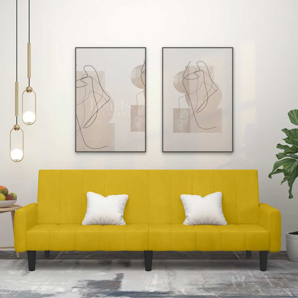 vidaXL Schlafsofa 2-Sitzer Gelb Samt