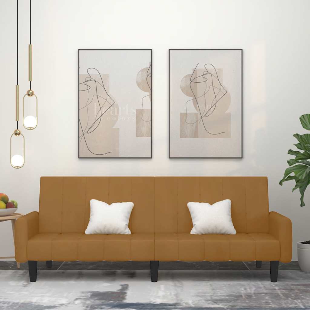 vidaXL Schlafsofa 2-Sitzer Braun Samt