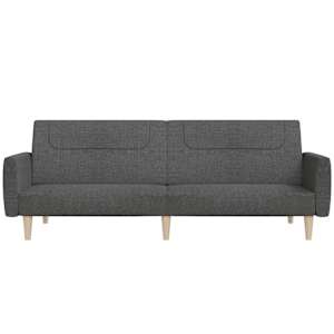 2místná rozkládací pohovka tmavě šedá textil - obrázek 5