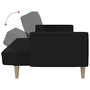 2místná rozkládací pohovka černá textil - obrázek 7